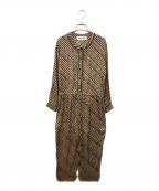 sara mallikaサラマリカ）の古着「Rayon Jacquard Stripe Print All In One」｜ベージュ