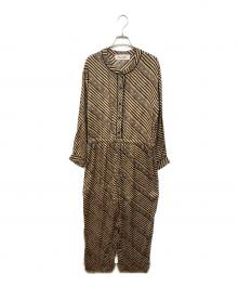 sara mallika（サラマリカ）の古着「Rayon Jacquard Stripe Print All In One」｜ベージュ