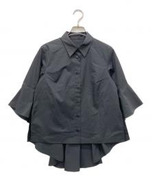 SA VILLE / SA VIE（サヴィル サヴィ）の古着「コットンツイルフリルスリーブブラウス」｜ブラック