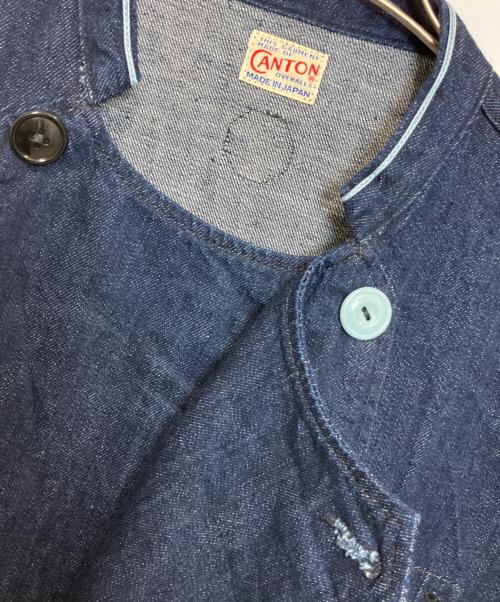 CANTON OVERALLS（キャントンオーバーオールズ）CANTON OVERALLS (キャントンオーバーオールズ) 猿田彦珈琲 (サルタヒココーヒー) デニムジャケット インディゴ サイズ:Mの古着・服飾アイテム