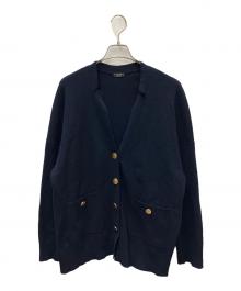 VERMEIL par iena（ヴェルメイユ パー イエナ）の古着「ゴールドポイントブークレーニットカーディガン」｜ネイビー