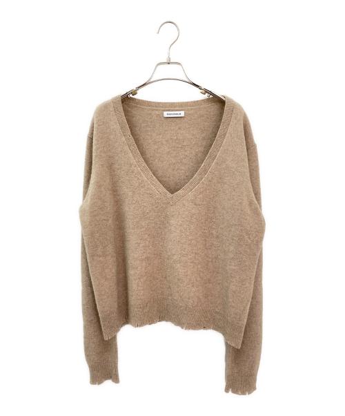 MADISON BLUE（マディソンブルー）MADISON BLUE (マディソンブルー) ラクーンファーVネックニット ベージュ サイズ:01の古着・服飾アイテム