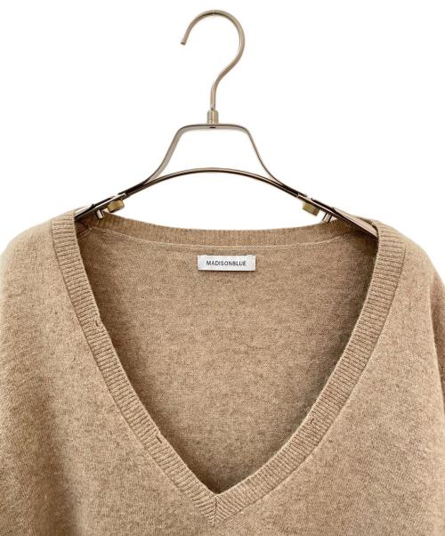 MADISON BLUE（マディソンブルー）MADISON BLUE (マディソンブルー) ラクーンファーVネックニット ベージュ サイズ:01の古着・服飾アイテム