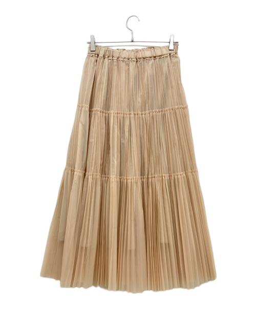CLOTH&CROSS（クロスアンドクロス）CLOTH&CROSS (クロスアンドクロス) フリーカットオーガンジー ティアードプリーツスカート ベージュ サイズ:2の古着・服飾アイテム