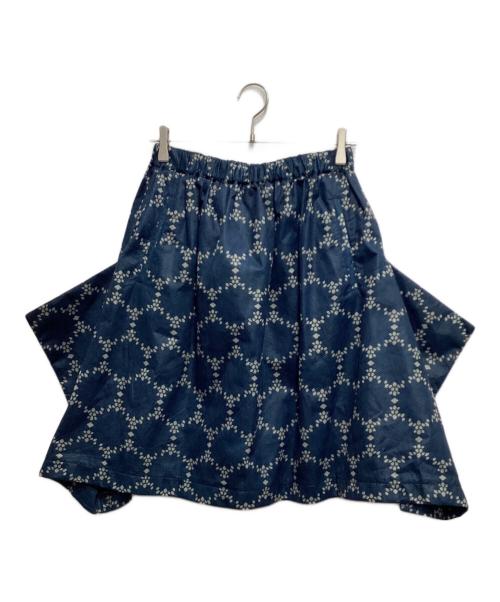 COMME des GARCONS（コムデギャルソン）COMME des GARCONS (コムデギャルソン) 花柄変形スカート ネイビー サイズ:Sの古着・服飾アイテム