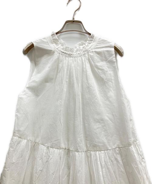 MARILYN MOON（マリリンムーン）MARILYN MOON (マリリンムーン) sheer starched cotton gather dress ホワイト サイズ:Freeの古着・服飾アイテム