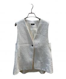 PLST（プラステ）の古着「ツイードペプラムジレ」｜ホワイト