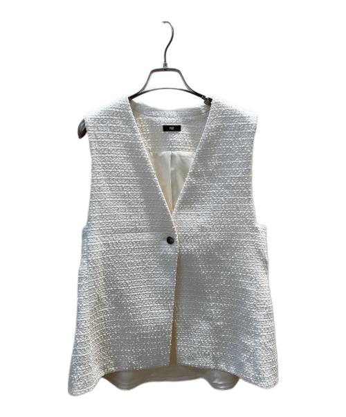 PLST（プラステ）PLST (プラステ) ツイードペプラムジレ ホワイト サイズ:Mの古着・服飾アイテム