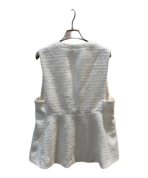 PLST（プラステ）PLST (プラステ) ツイードペプラムジレ ホワイト サイズ:Mの古着・服飾アイテム