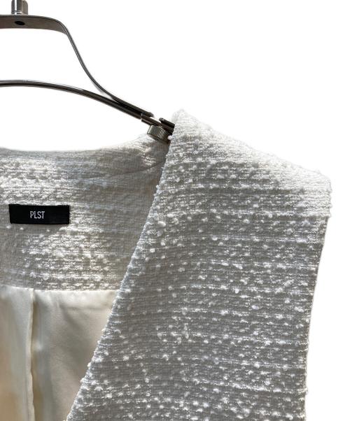 PLST（プラステ）PLST (プラステ) ツイードペプラムジレ ホワイト サイズ:Mの古着・服飾アイテム