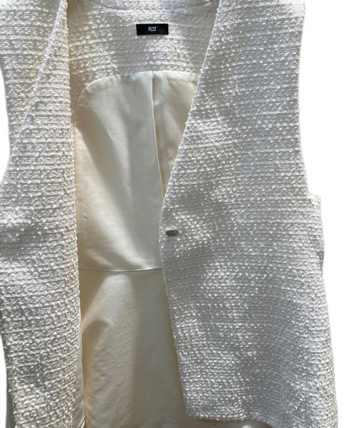 PLST（プラステ）PLST (プラステ) ツイードペプラムジレ ホワイト サイズ:Mの古着・服飾アイテム