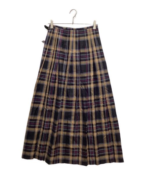 O'NEIL OF DUBLIN（オニールオブダブリン）O'NEIL OF DUBLIN (オニールオブダブリン) CITYSHOP (シティショップ) チェックプリーツラップスカート ベージュ サイズ:36の古着・服飾アイテム