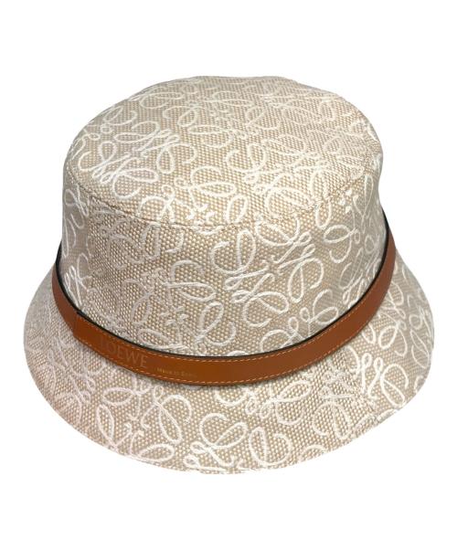 LOEWE（ロエベ）LOEWE (ロエベ) アナグラム ジャカード バケットハット ベージュ×ブラウン サイズ:57の古着・服飾アイテム