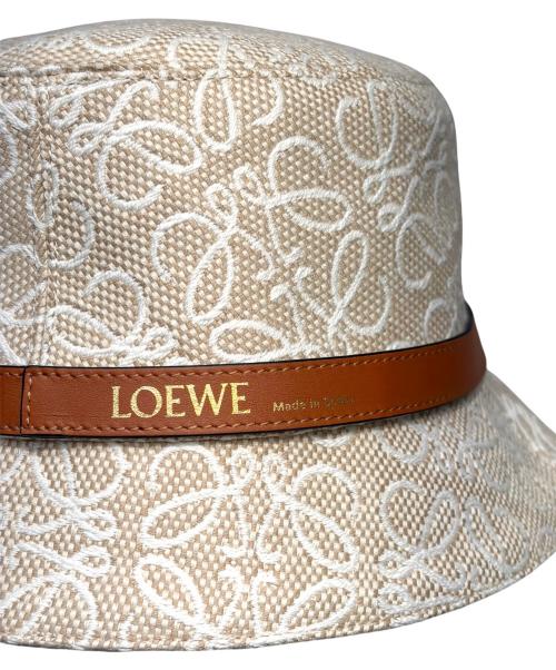 LOEWE（ロエベ）LOEWE (ロエベ) アナグラム ジャカード バケットハット ベージュ×ブラウン サイズ:57の古着・服飾アイテム