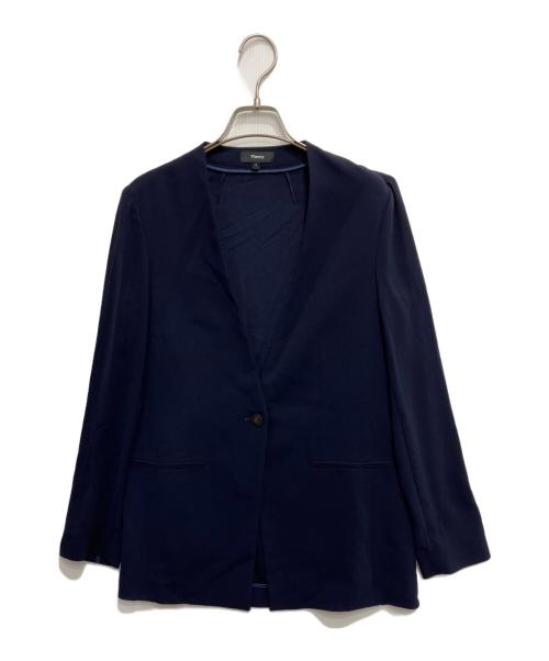 theory（セオリー）theory (セオリー) Powder Crepe CL Collarless JK ネイビー サイズ:Oの古着・服飾アイテム