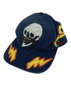 DIESELディーゼル）の古着「スカル刺繍キャップ」｜ネイビー