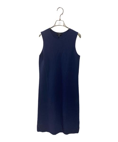 theory（セオリー）theory (セオリー) ノースリーブニットワンピース Wooster Crepe Knit SLVLESS Shift DR ネイビー サイズ:Sの古着・服飾アイテム