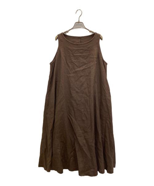 foufou（フーフー）foufou (フーフー) ノースリーブリネンワンピース ブラウン サイズ:1の古着・服飾アイテム
