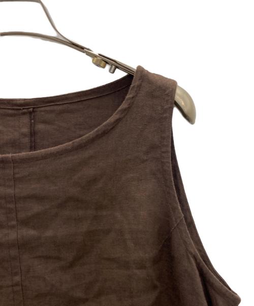 foufou（フーフー）foufou (フーフー) ノースリーブリネンワンピース ブラウン サイズ:1の古着・服飾アイテム