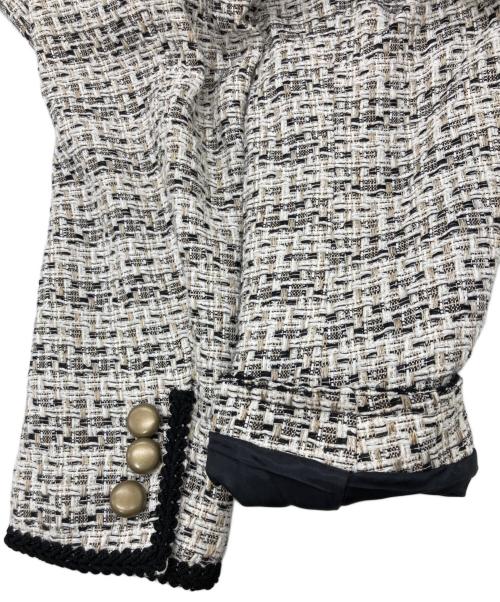 foufou（フーフー ザドレス）foufou (フーフー) ノーカラーツイードジャケット ホワイトの古着・服飾アイテム