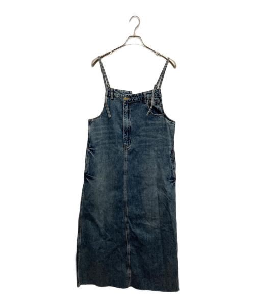 Pauline Bleu（ポリーヌブルー）Pauline Bleu (ポリーヌブルー) 裾フリンジデニム ジャンパースカート インディゴ サイズ:FREEの古着・服飾アイテム