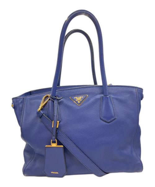 PRADA（プラダ）PRADA (プラダ) 2WAYトートバッグ ブルーの古着・服飾アイテム
