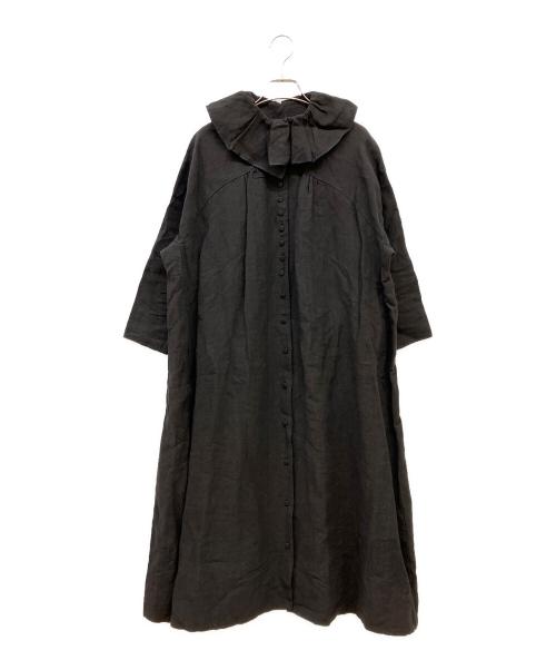 DOUBLE MAISON（ドゥーブルメゾン）DOUBLE MAISON (ドゥーブルメゾン) リネンワンピース ブラック サイズ:Fの古着・服飾アイテム