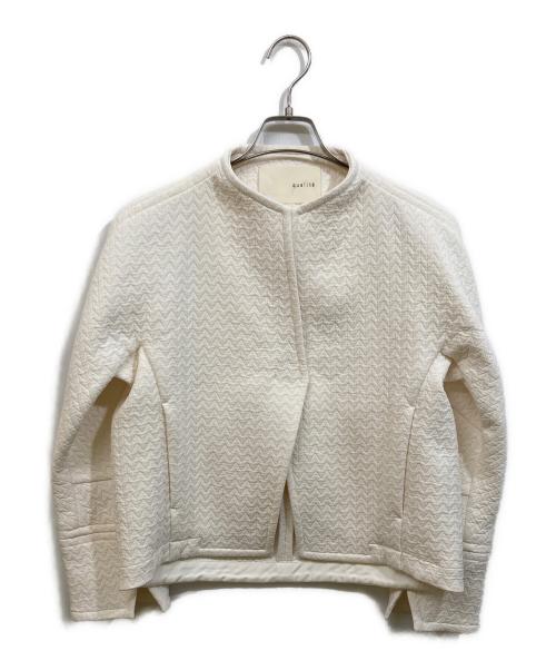 qualite（カリテ）qualite (カリテ) ヘリンボンジャガードブルゾン ホワイト サイズ:SIZE 36の古着・服飾アイテム