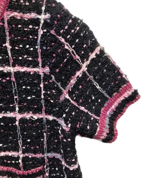 sheller（シェリエ）sheller (シェリエ) check tweed cardigan ブラック×ピンク サイズ:FREE 未使用品の古着・服飾アイテム
