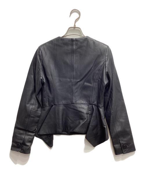 COLUMN（コラム）COLUMN (コラム) レザーノーカラージャケット ネイビー サイズ:36の古着・服飾アイテム