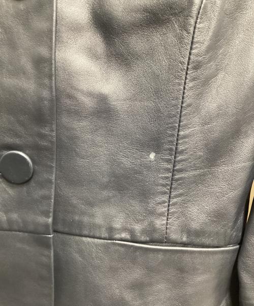 COLUMN（コラム）COLUMN (コラム) レザーノーカラージャケット ネイビー サイズ:36の古着・服飾アイテム