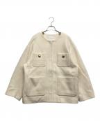 CADUNEカデュネ）の古着「ノーカラーポケットコート」｜アイボリー