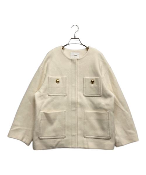 CADUNE（カデュネ）CADUNE (カデュネ) ノーカラーポケットコート アイボリー サイズ:38の古着・服飾アイテム