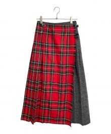O'NEIL OF DUBLIN×RAY BEAMS（オニールオブダブリン×レイ ビームス）の古着「別注チェックラップスカート　ロングスカート　巻きスカート」｜レッド
