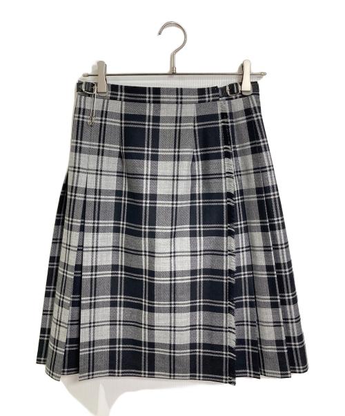 O'NEIL OF DUBLIN（オニールオブダブリン）O'NEIL OF DUBLIN (オニールオブダブリン) チェックウールラップスカート　巻きスカート　アイルランド製 ブラック×グレー サイズ:38の古着・服飾アイテム