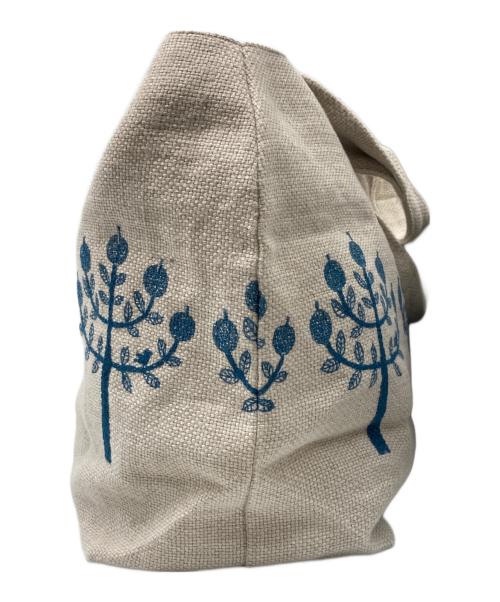 mina perhonen（ミナ ペルホネン）mina perhonen (ミナ ペルホネン) パニーニバッグ ベージュ×ブルーの古着・服飾アイテム