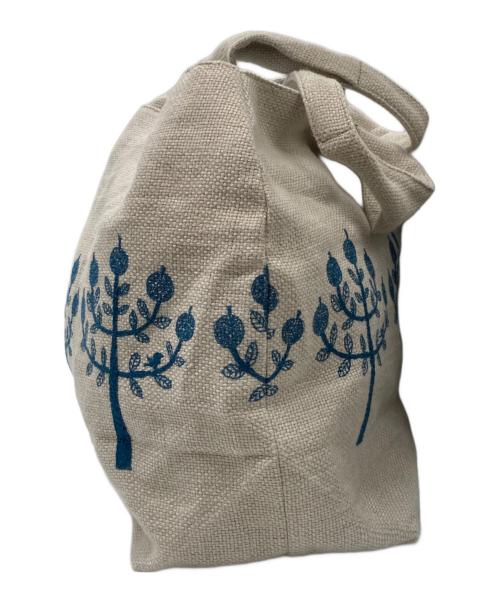 mina perhonen（ミナ ペルホネン）mina perhonen (ミナ ペルホネン) パニーニバッグ ベージュ×ブルーの古着・服飾アイテム