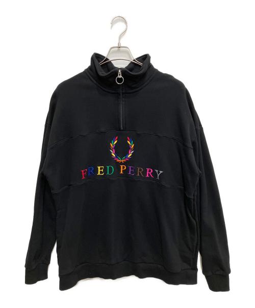 FRED PERRY（フレッドペリー）FRED PERRY (フレッドペリー) ハーフジップスウェット ブラック サイズ:Lの古着・服飾アイテム