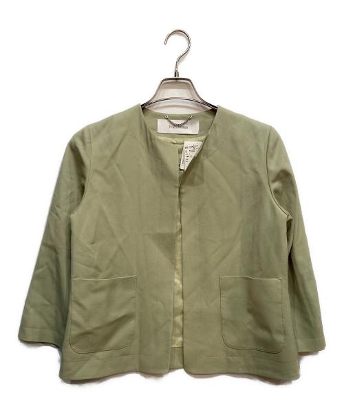 J&M DAVIDSON（ジェイ＆エム デヴィッドソン）J&M DAVIDSON (ジェイ＆エム デヴィッドソン) CROPPED COLLARLESS TAILORED JK ライトグリーン サイズ:6 未使用品の古着・服飾アイテム