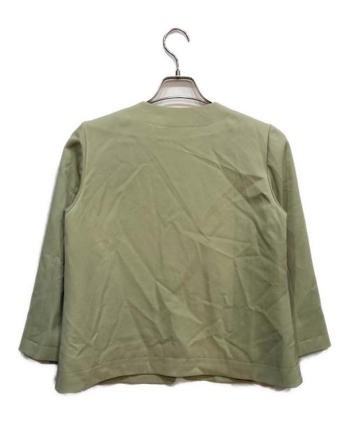 J&M DAVIDSON（ジェイ＆エム デヴィッドソン）J&M DAVIDSON (ジェイ＆エム デヴィッドソン) CROPPED COLLARLESS TAILORED JK ライトグリーン サイズ:6 未使用品の古着・服飾アイテム