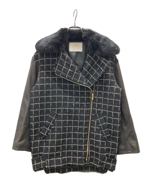 GRACE CLASS（グレースクラス）GRACE CLASS (グレースクラス) ラメツイードライダースジャケット ブラック サイズ:Sの古着・服飾アイテム