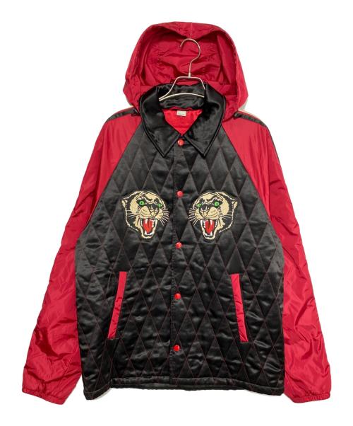 GUCCI（グッチ）GUCCI (グッチ) キルティングアセテートジャケット ブラック×レッド サイズ:46の古着・服飾アイテム