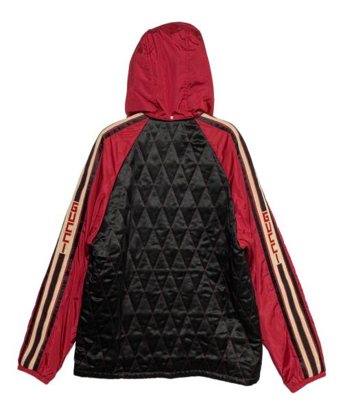 GUCCI（グッチ）GUCCI (グッチ) キルティングアセテートジャケット ブラック×レッド サイズ:46の古着・服飾アイテム