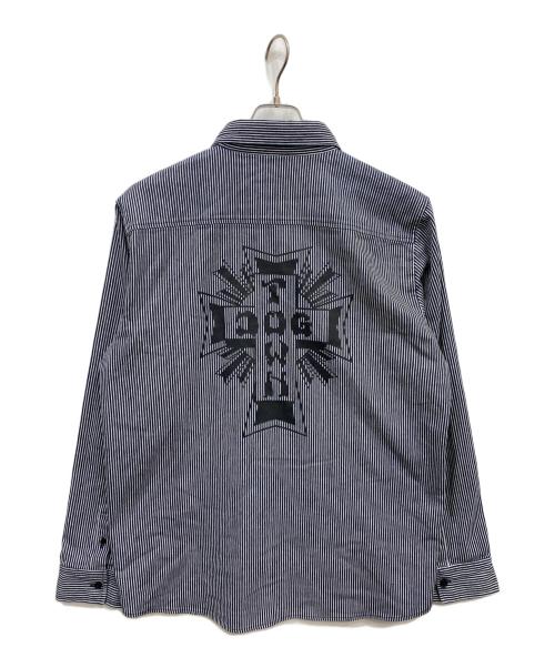 DOG TOWN（ドッグ タウン）DOG TOWN (ドッグ タウン) ワークシャツ ネイビー×ホワイト サイズ:XLの古着・服飾アイテム