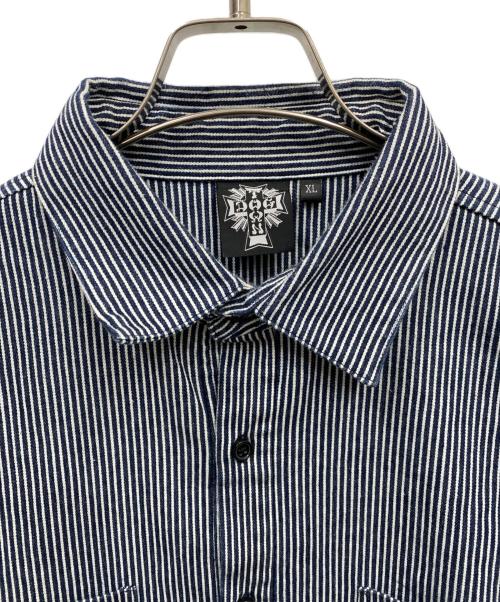 DOG TOWN（ドッグ タウン）DOG TOWN (ドッグ タウン) ワークシャツ ネイビー×ホワイト サイズ:XLの古着・服飾アイテム