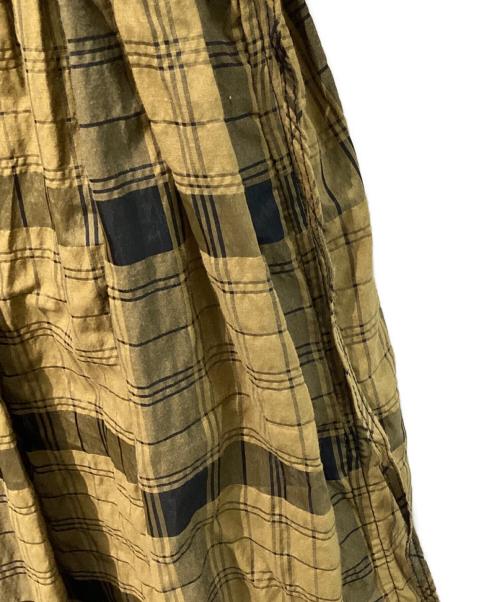 GANNI（ガニー）GANNI (ガニー) ピーターパンカラーチェックワンピース　6369 ベージュ×ネイビー サイズ:S/Mの古着・服飾アイテム