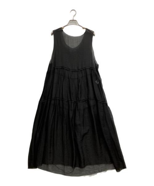 eunoia（ユノイア）eunoia (ユノイア) レイヤード メッシュ タック ドレス ブラック サイズ:Freeの古着・服飾アイテム