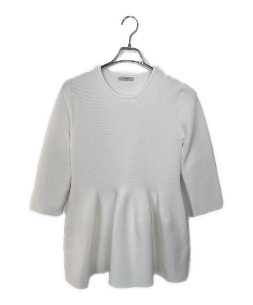 LE PHIL（ル フィル）LE PHIL (ル フィル) スポンディッシュペプラムニット ホワイト サイズ:Fの古着・服飾アイテム