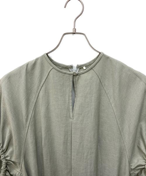 tactor（タクター）tactor (タクター) リネン混ギャザーワンピース カーキ サイズ:SIZE 0の古着・服飾アイテム
