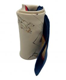 HERMES（エルメス）の古着「カレ45　VOYAGE AU NIGER/ニジェールへの旅　プチスカーフ」｜ネイビー×アイボリー